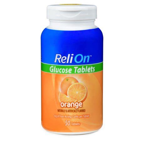 50 tabletas de glucosa de marca ReliOn